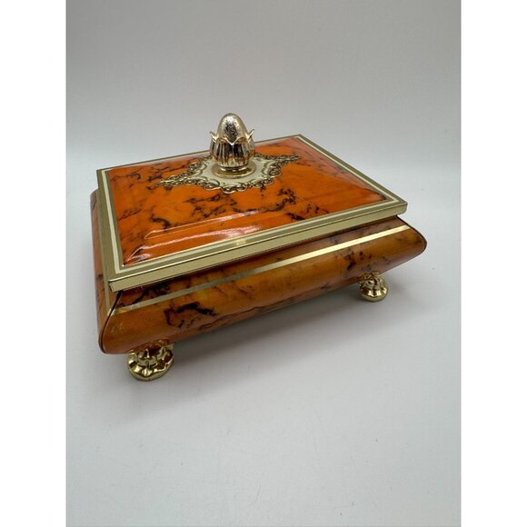 Vintage Confectionary Tin Box Blue Bird Harry Vincent LTD Orange England Britain - Picture 1 of 13